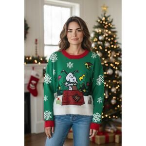 Peanuts Snoopy Ugly Christmas Women's Sweater Size Large